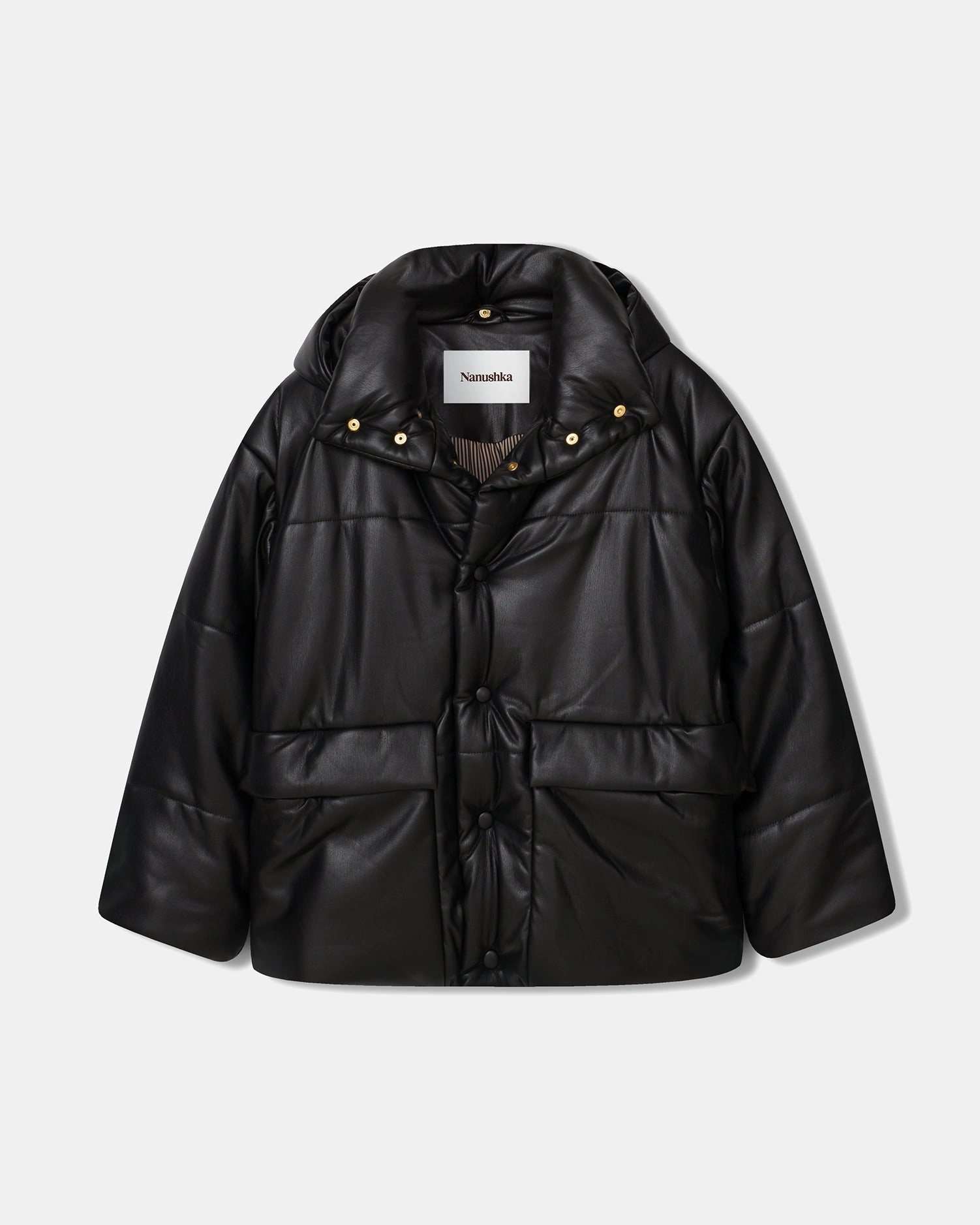 Hide Mens - Okobor? Alt-Leather Hooded Puffer - Black View rigidity
