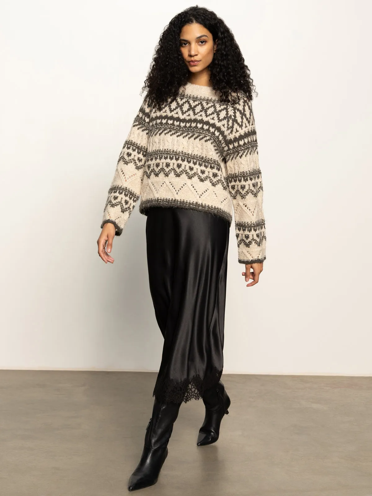 Slip Skirt With Lace Black Elegant Cardigan