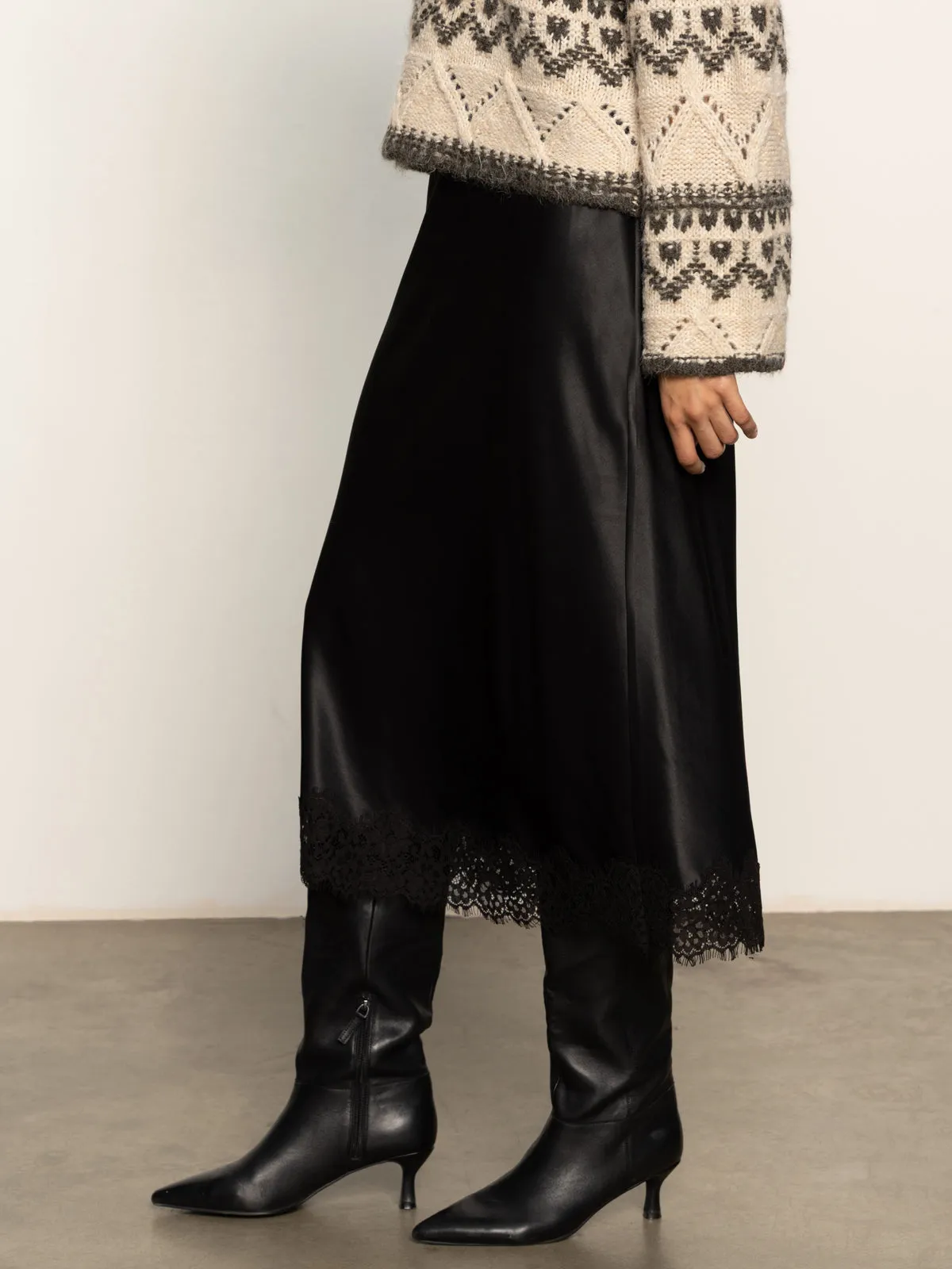 Slip Skirt With Lace Black LayeredDurability