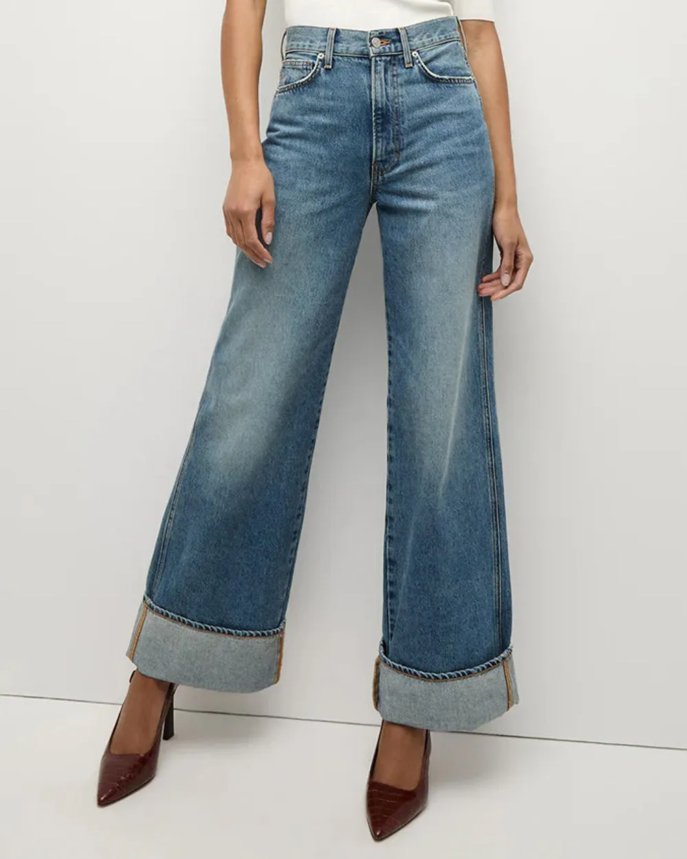 High Rise Taylor Wide Leg Jean in Rebel Stone