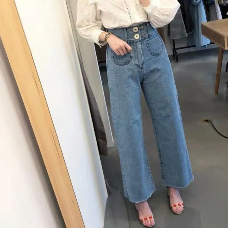 High Rise Wide Denim Pants