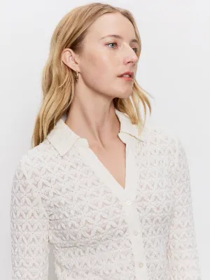 Dreamgirl Lace Button Up Top Chalk Minimalist Comfort
