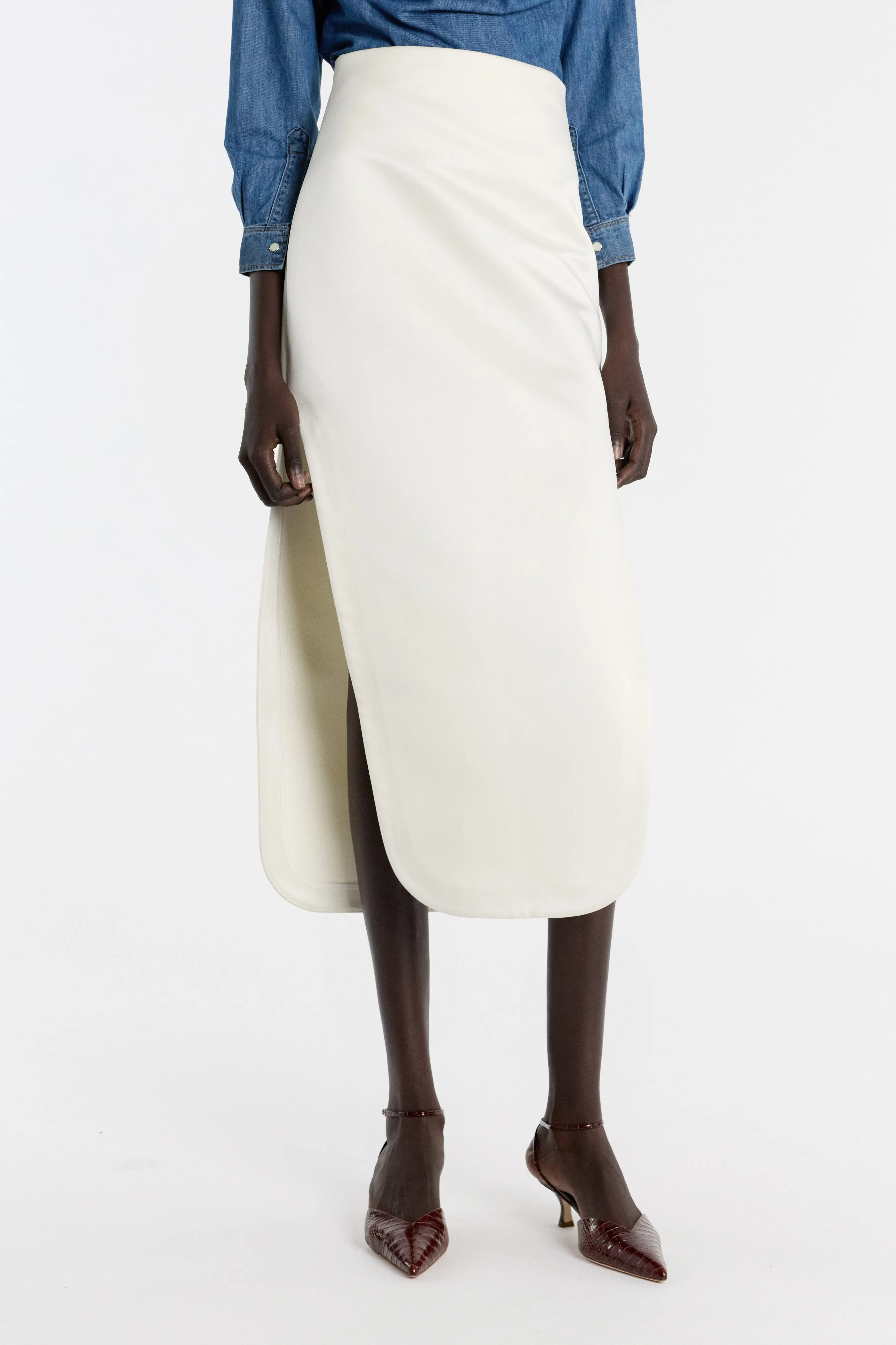 Easy Combo Slit Skirt Ivory