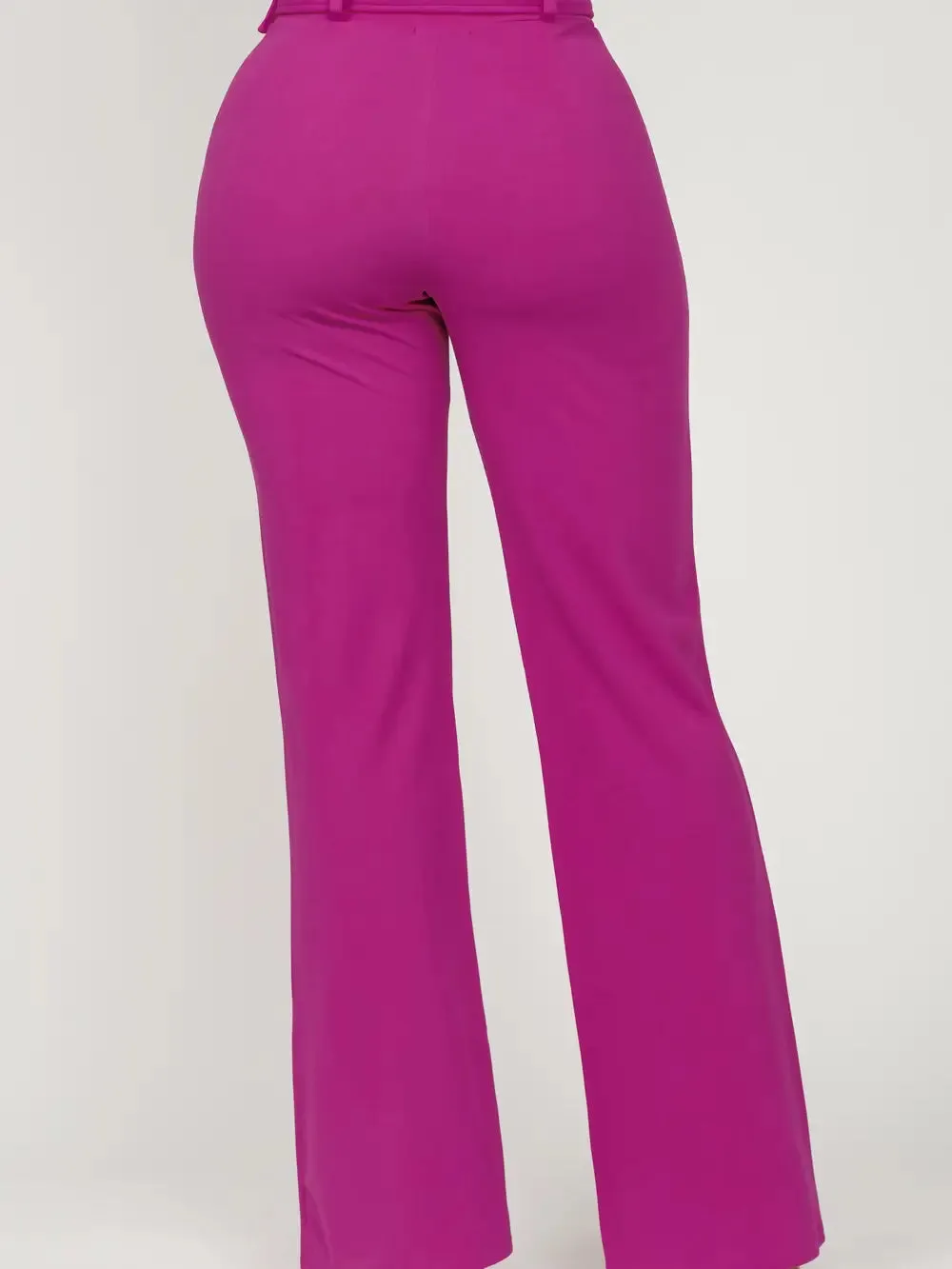 HIgh Waisted Buckle belt Straight leg pants