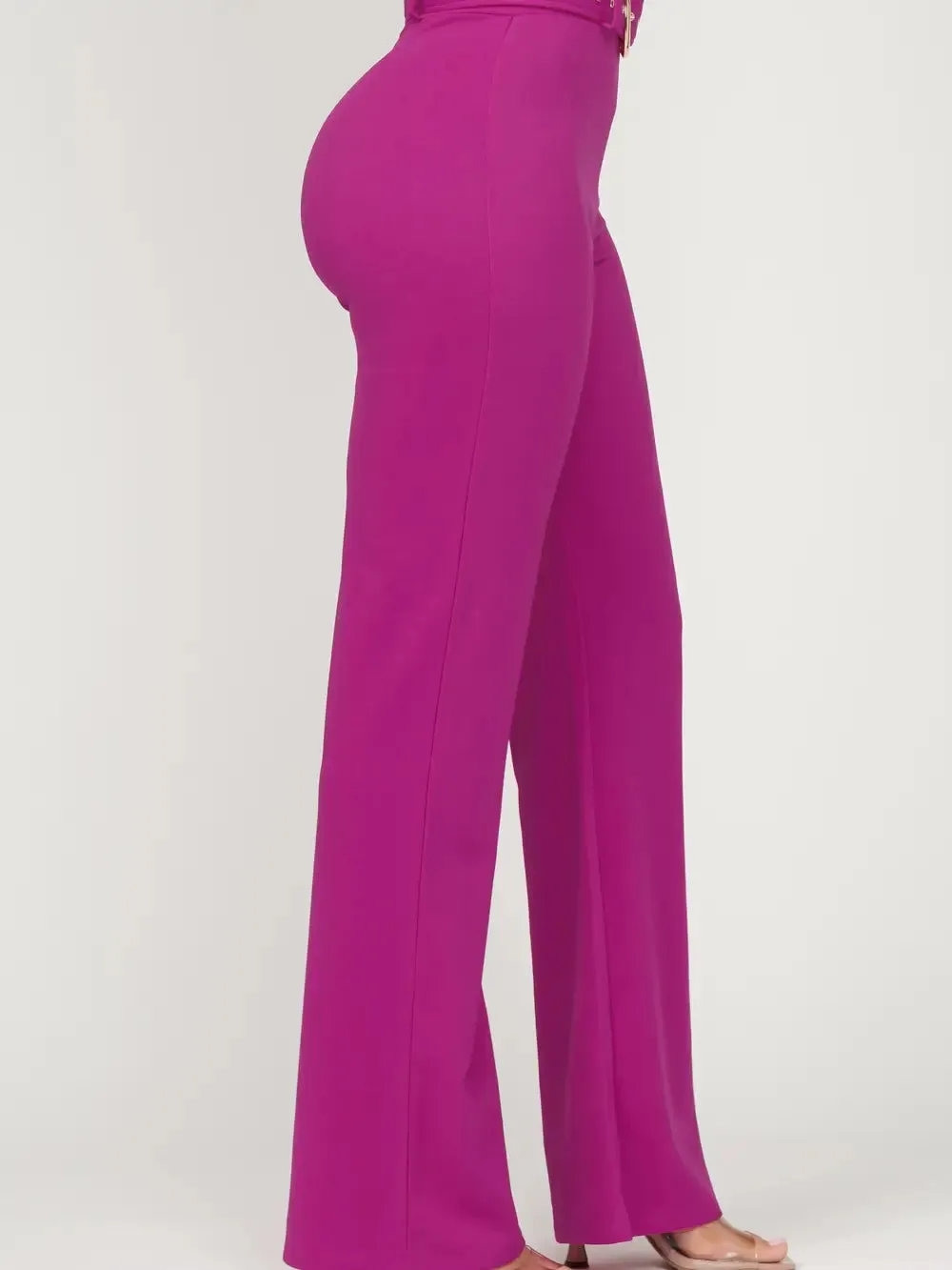 HIgh Waisted Buckle belt Straight leg pants