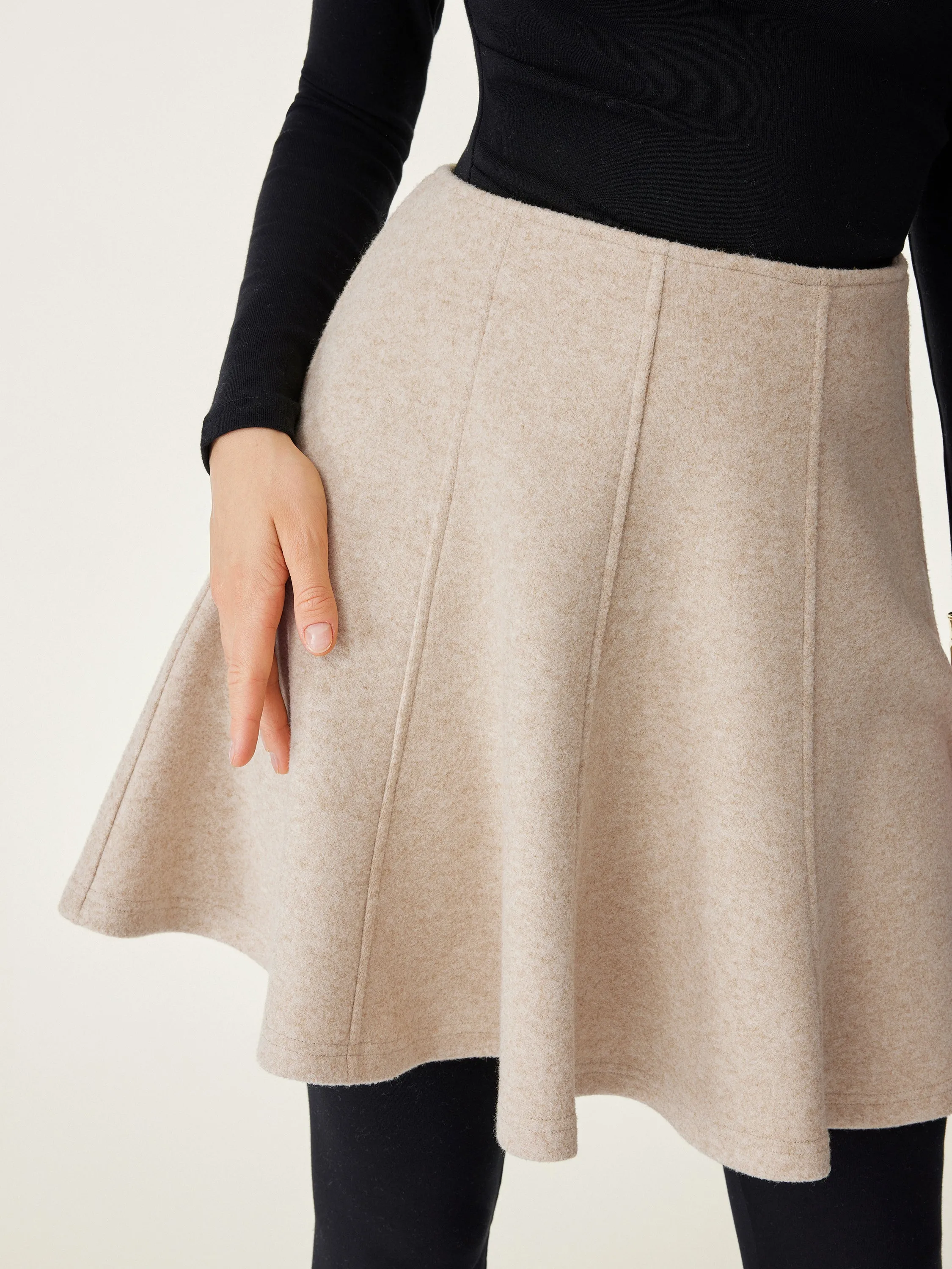 AdjustableTabs Body Aligned High Waisted Flare Hem Mini Skirt