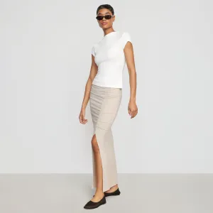 Kiki Ruched Side-Slit Midi Skirt Editorial Look Fit Choice