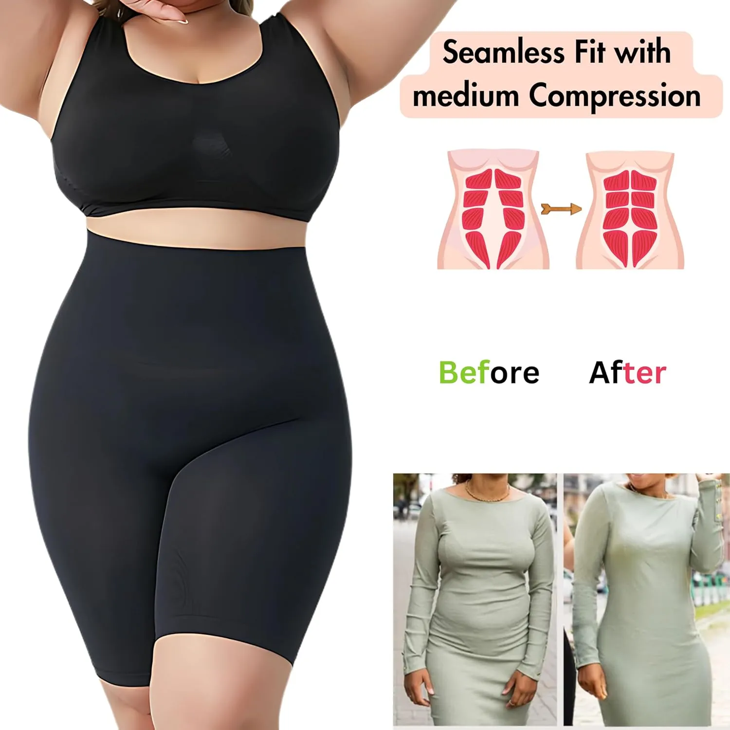 High Waisted Shaper Shorts for Women Tummy Control | Butt Lifting | Anti-Slip Silicone | Seamless Slimming Shorts