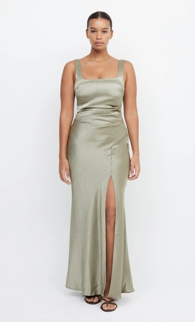 Soft Outfit Cozy and Comfortable THE DREAMER SQUARE NECK DRESS - SAGE