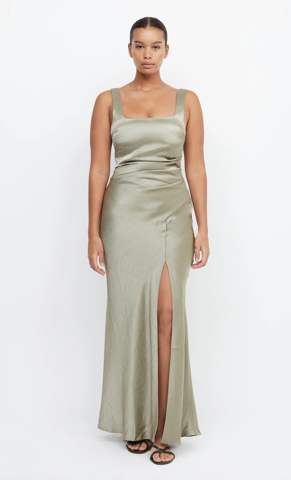Soft Outfit Cozy and Comfortable THE DREAMER SQUARE NECK DRESS - SAGE
