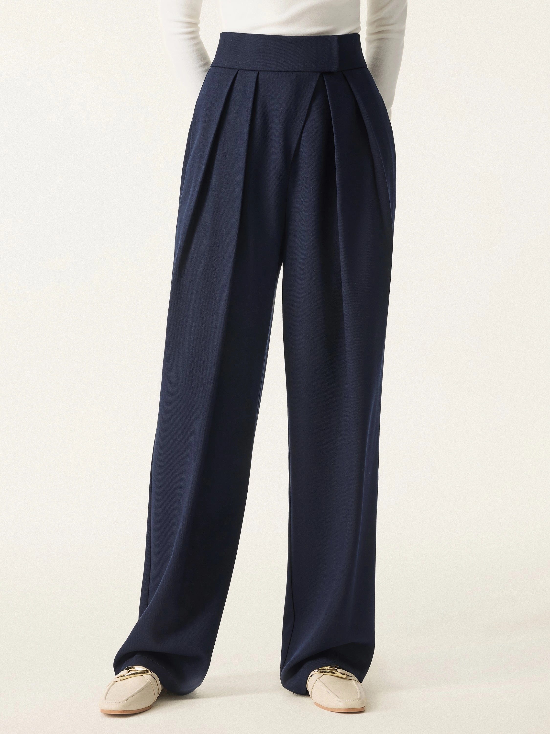 High Rise Pegged Leg Trousers with Pockets No Fuss Fit Minimal Fit