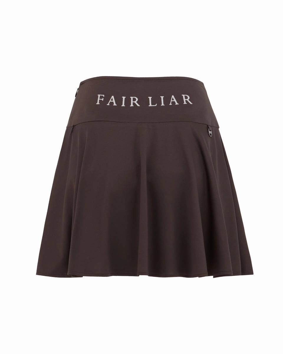 High waist jersey flared skirt - Brown Media Feature