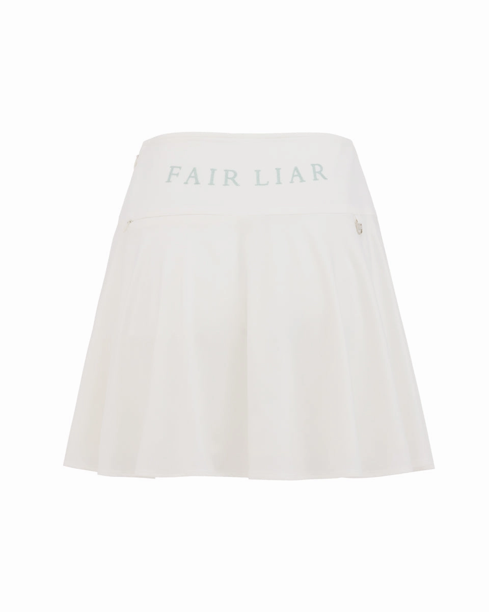 Layered Design High waist jersey flared skirt - White