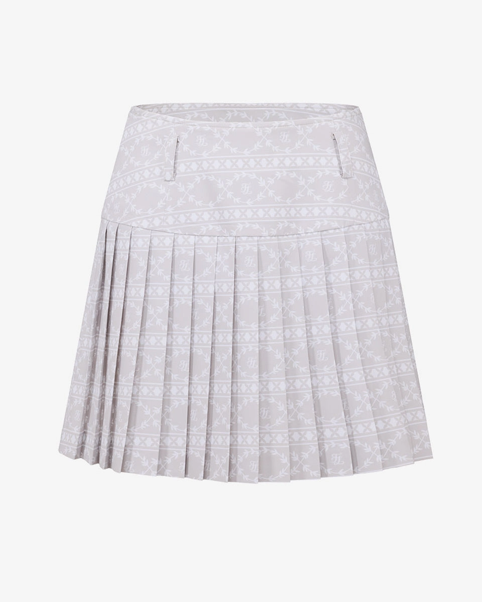 Aesthetic Look Flowy Drape high waist pattern skirt - Beige