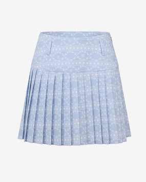 high waist pattern skirt - Blue Natural Mood Double Stitched