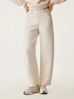 Durable Hem Slim Look Fit High Waisted Cozy Barrel Leg Pant