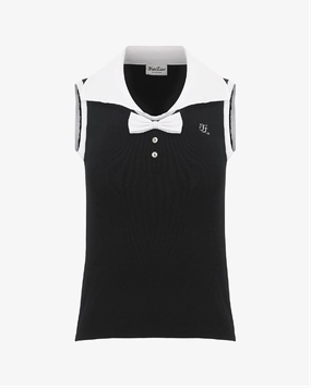 AllClimateAdaptive Open Collar Ribbon sleeveless knit - Black