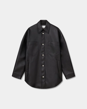 Winter Fashion Martin - Regenerated Leather Overshirt - Black