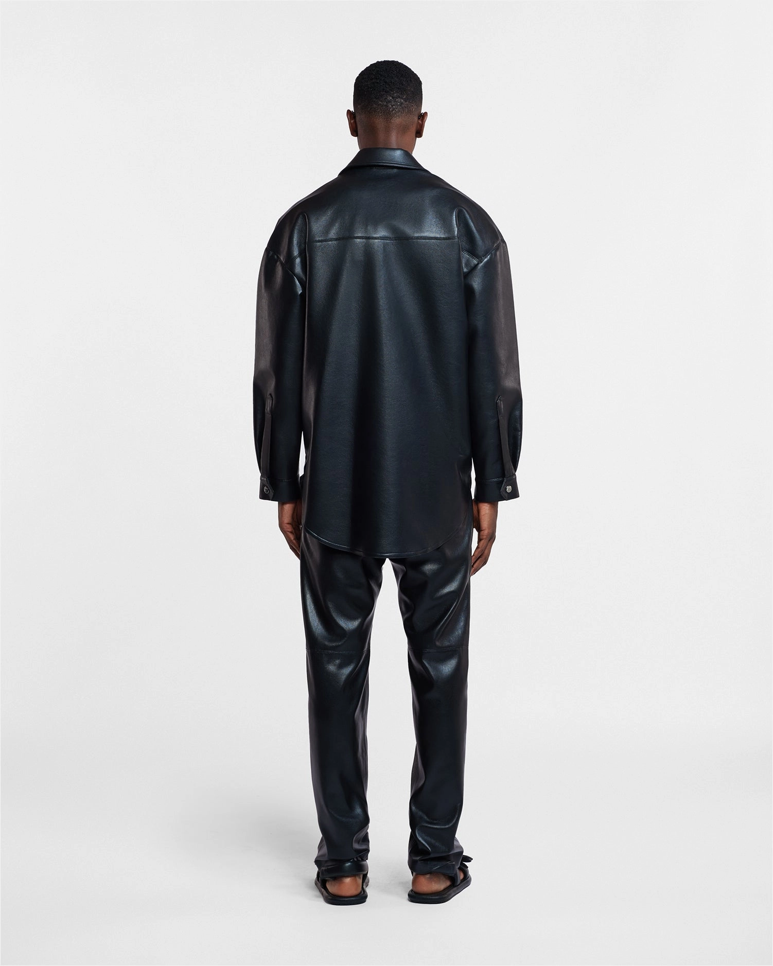 Martin - Regenerated Leather Overshirt - Black Flexible Material