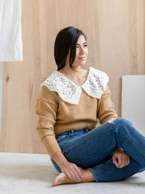 Penny Collared Sweater in Latte Mood Wear