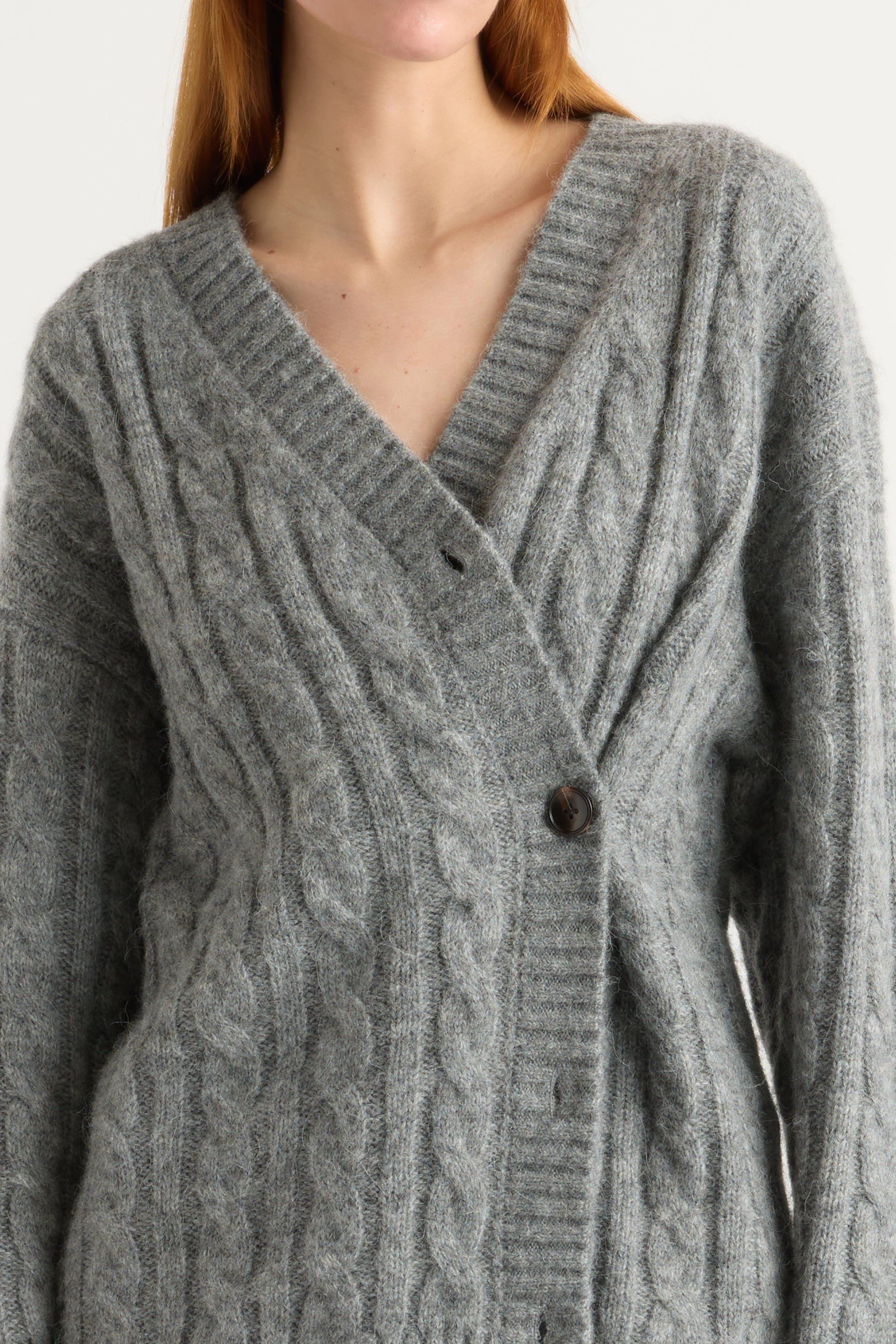 Trendy Warmth Everyday Fit Hikari Asymmetric Cable Knit Cardigan