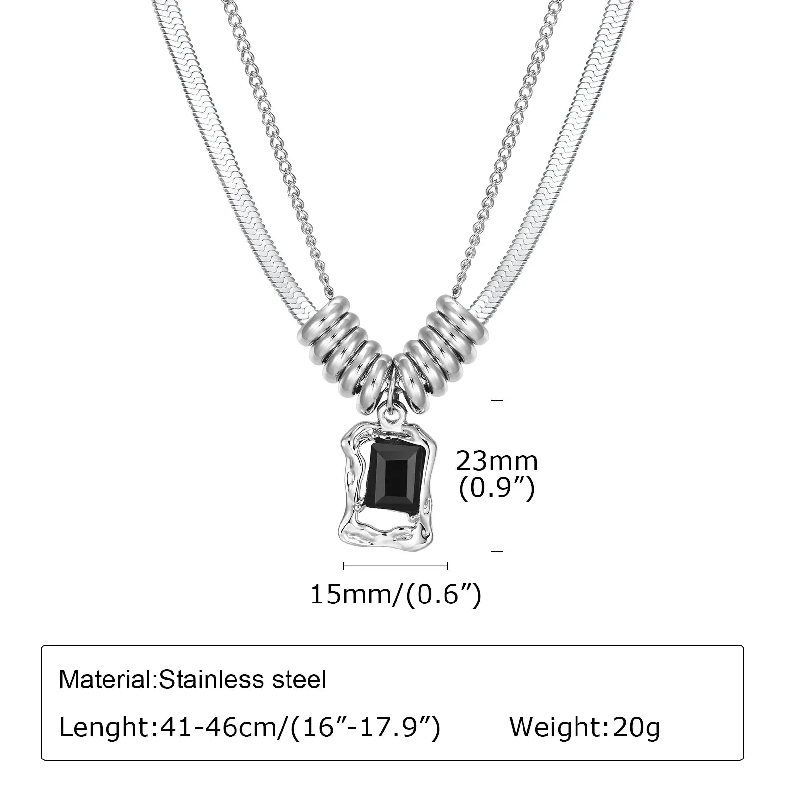 Hip-hop Herringbone Chain Necklaces,Stainless Steel Geometric Pendant
