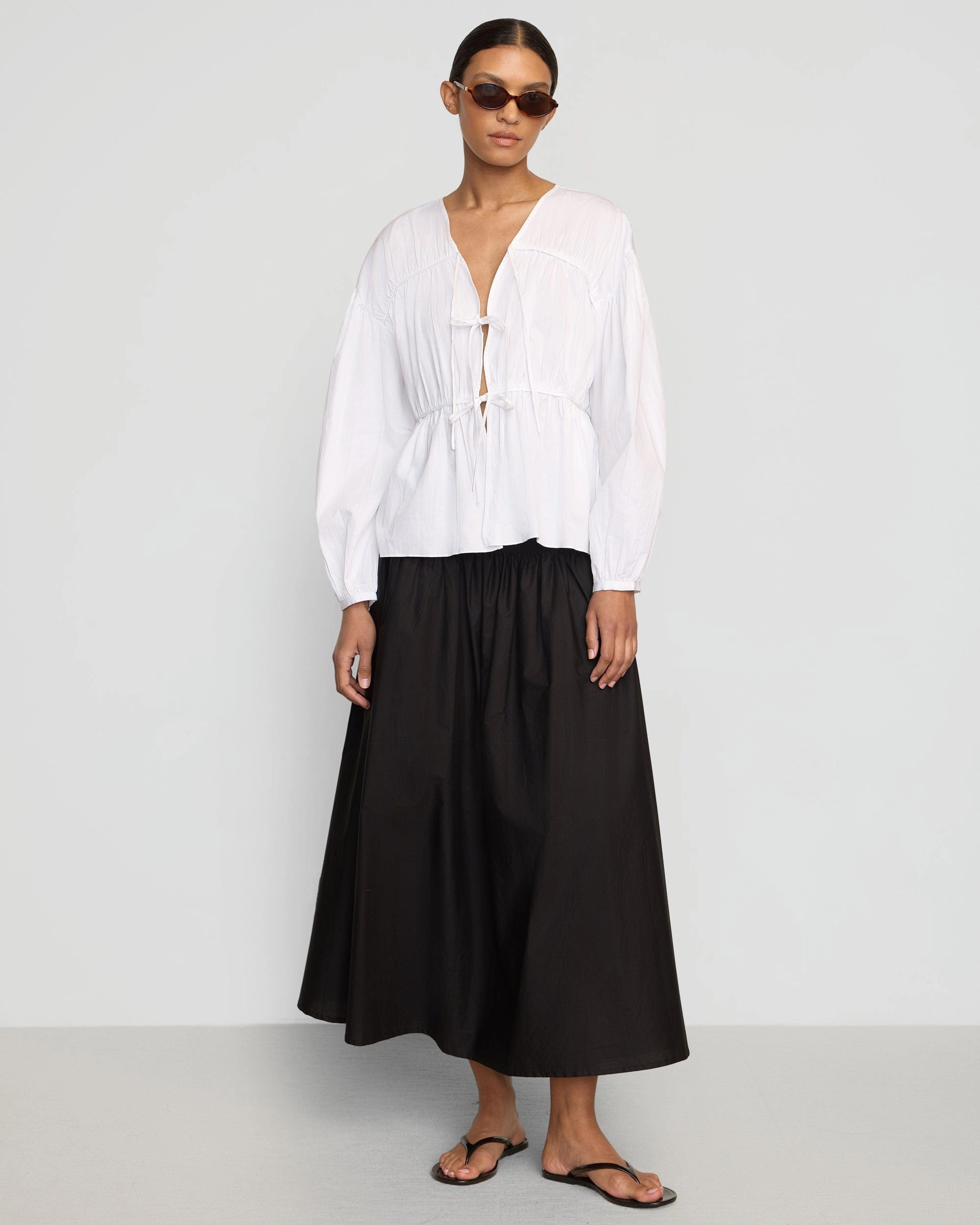 Hira Tie-Front Organic Cotton Blouse Heather Effect Finish Quick Dry Technology