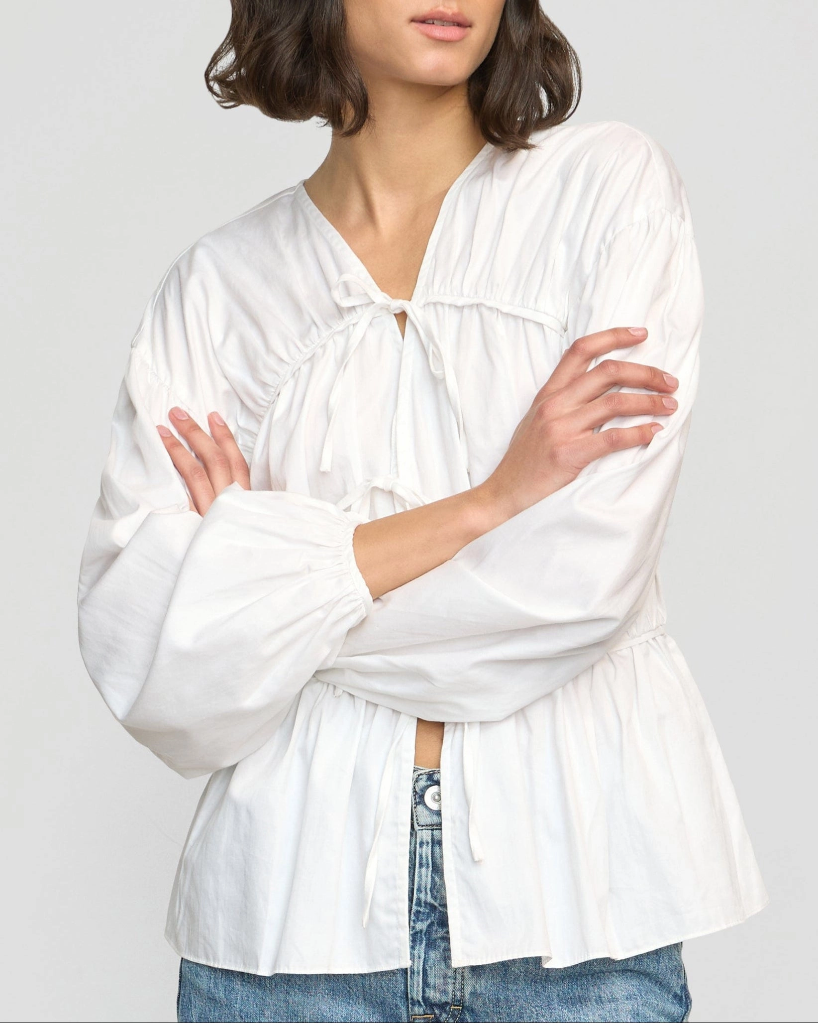 Stretchable Blend Classic Tank Hira Tie-Front Organic Cotton Blouse