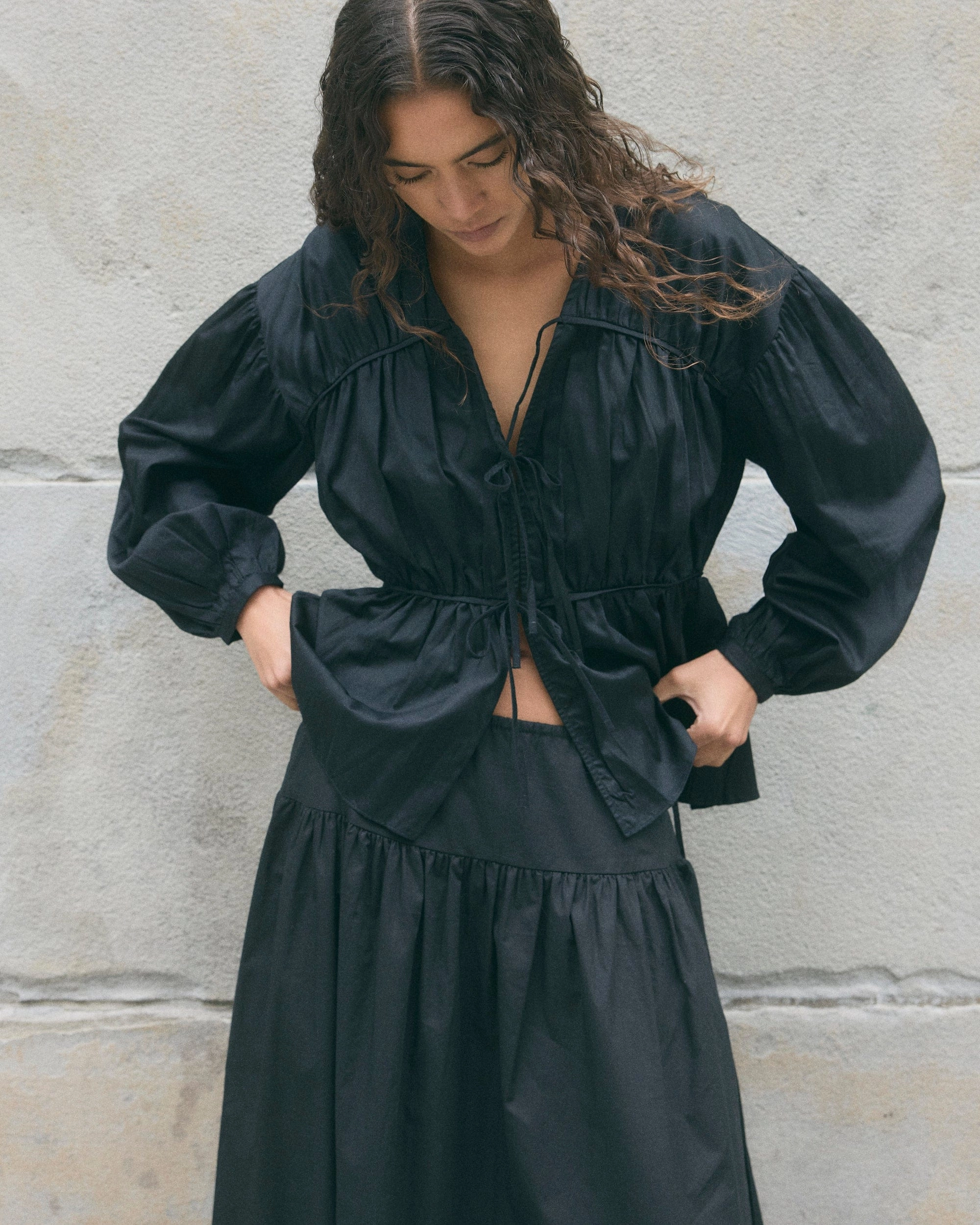 Hira Tie-Front Organic Cotton Blouse NonToxicCoating