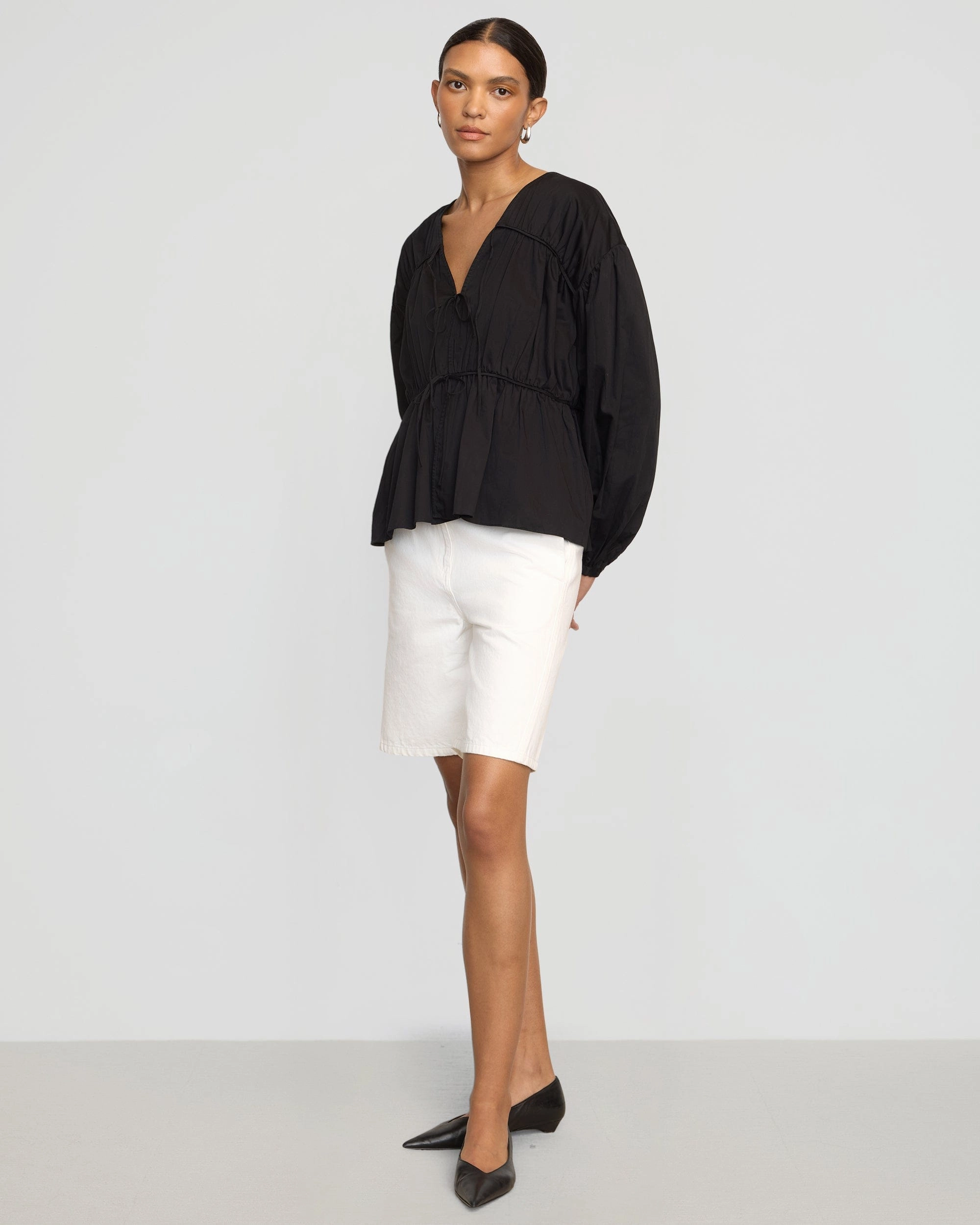 AntiPillTreatment Hira Tie-Front Organic Cotton Blouse