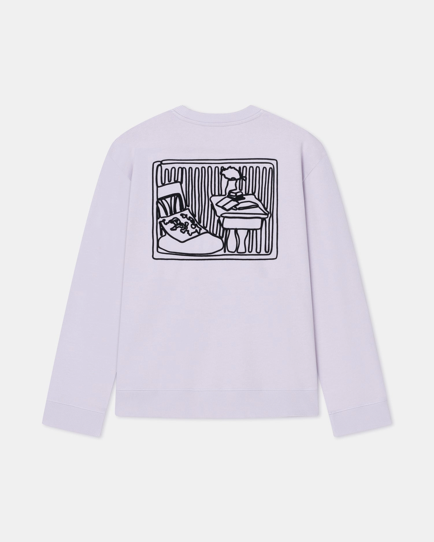 Remy - Printed Cotton-Fleece Sweatshirt - Lilac/Black/Books NonSlip Grip Tape Reinforced Buttonholes