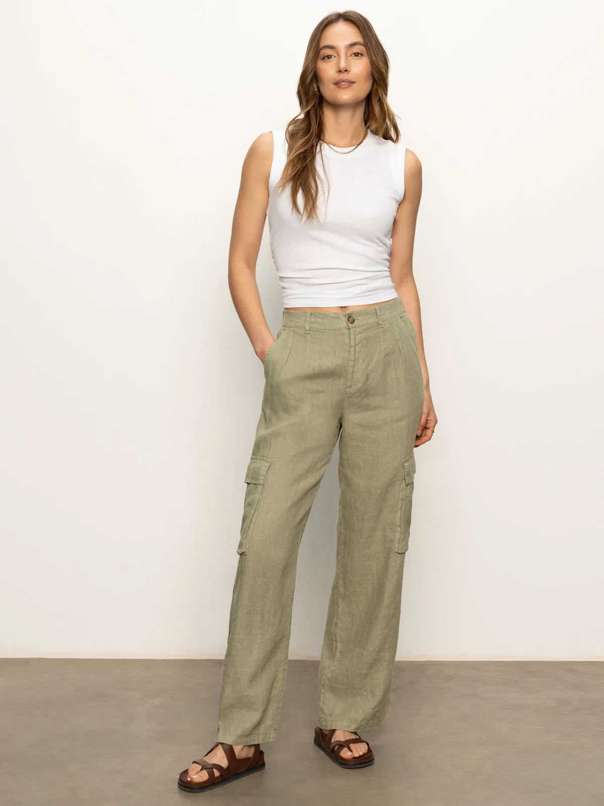 Hopper Semi High Rise Cargo Pant Sage Cozy Movement Layering Essential