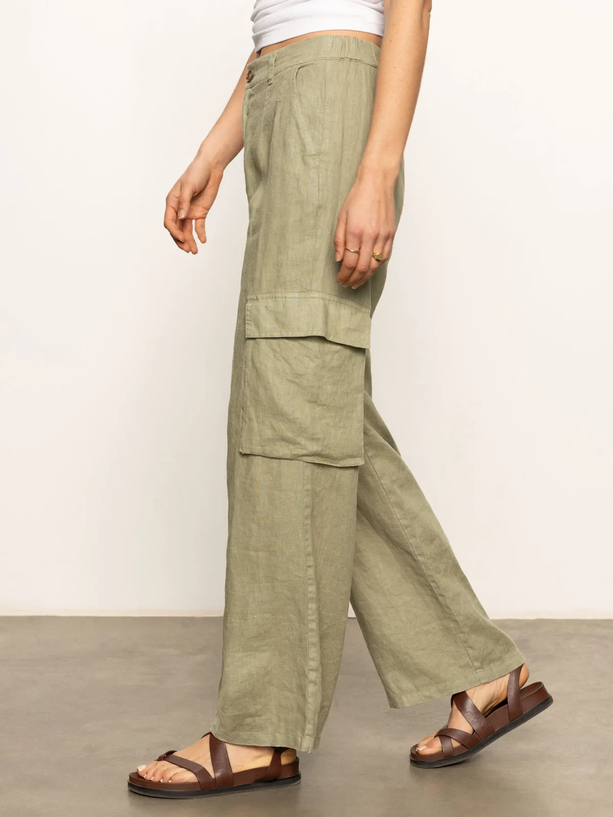 Hopper Semi High Rise Cargo Pant Sage Quick Cool Stain Resistant