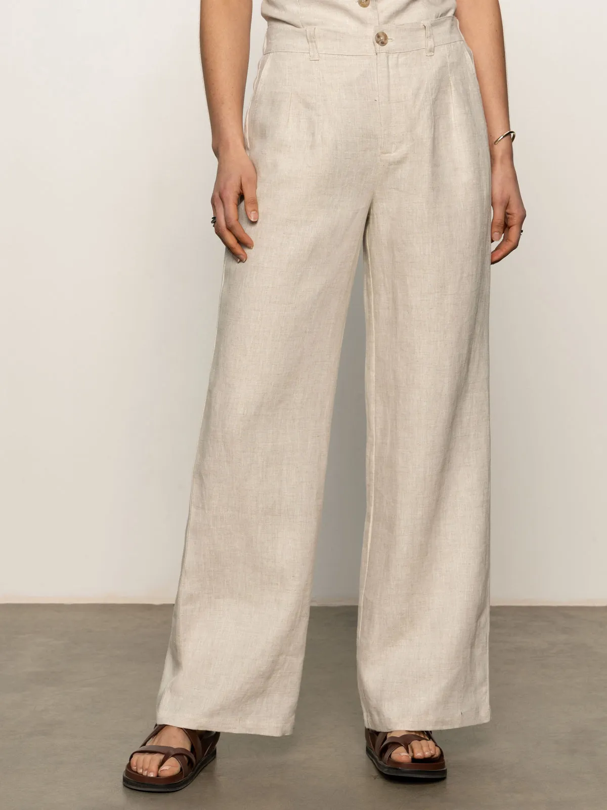 Low-rise style Light Fit Wear Hopper Semi High Rise Pant Flax