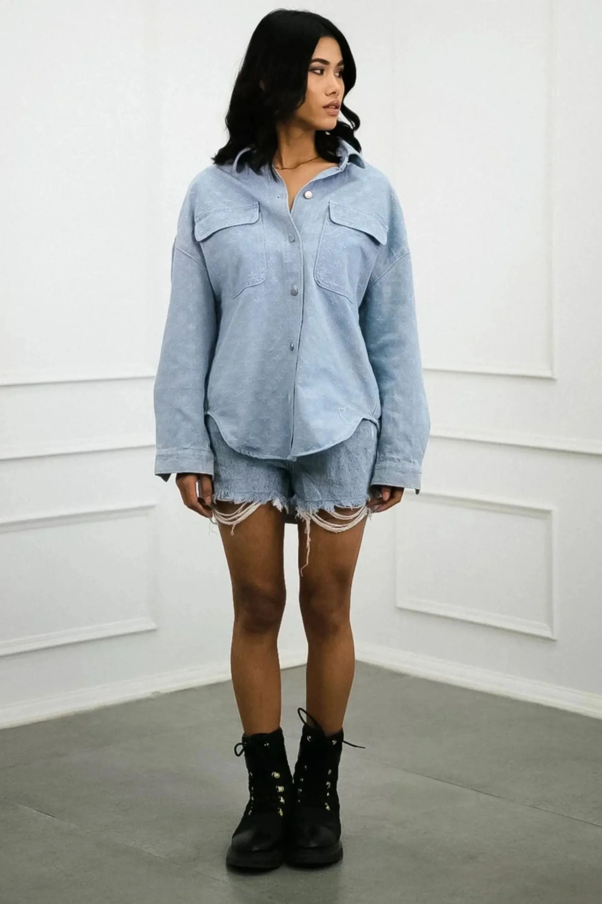 Horizon High-low Denim Shirt