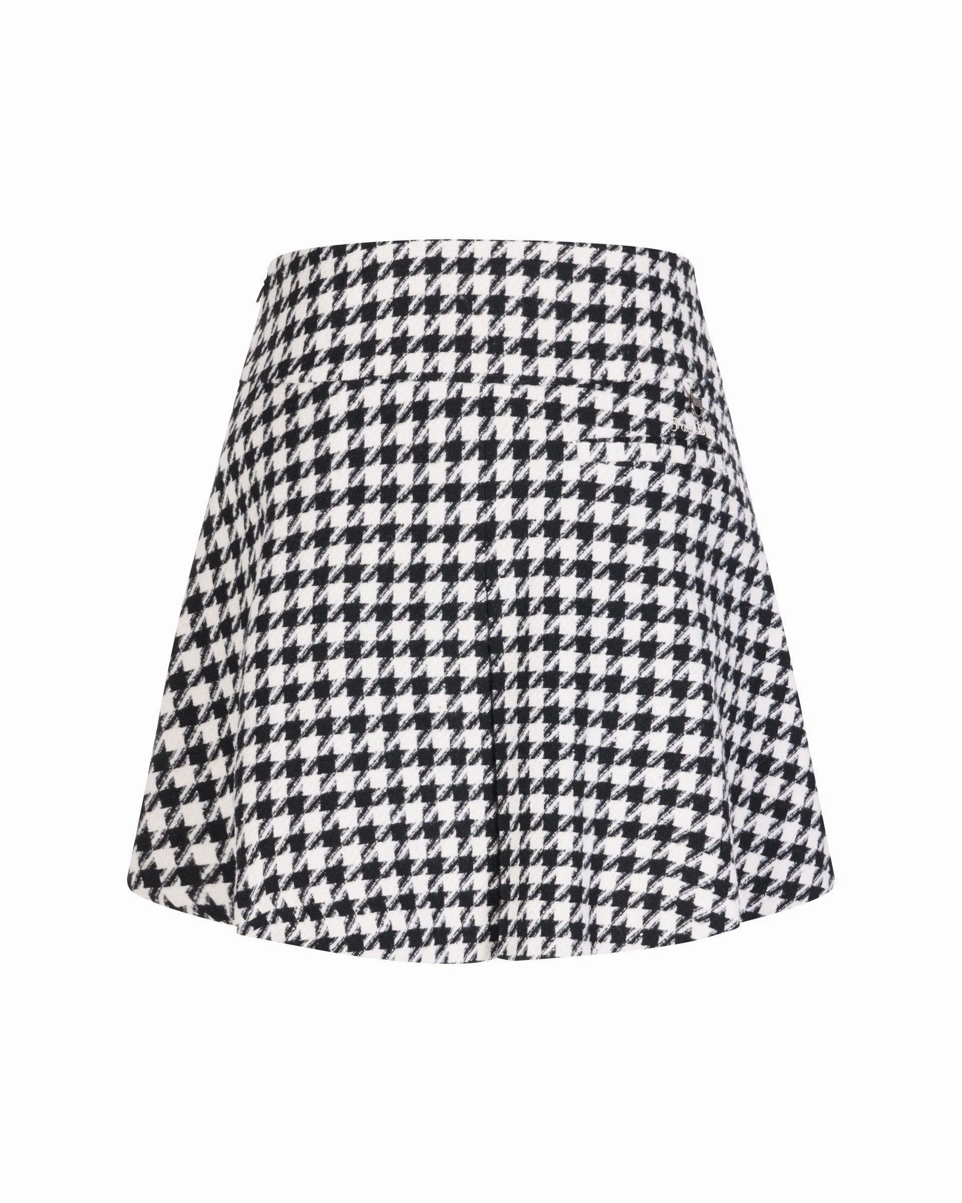 Houndstooth checkered flare skirt - Black High Shine Breathable