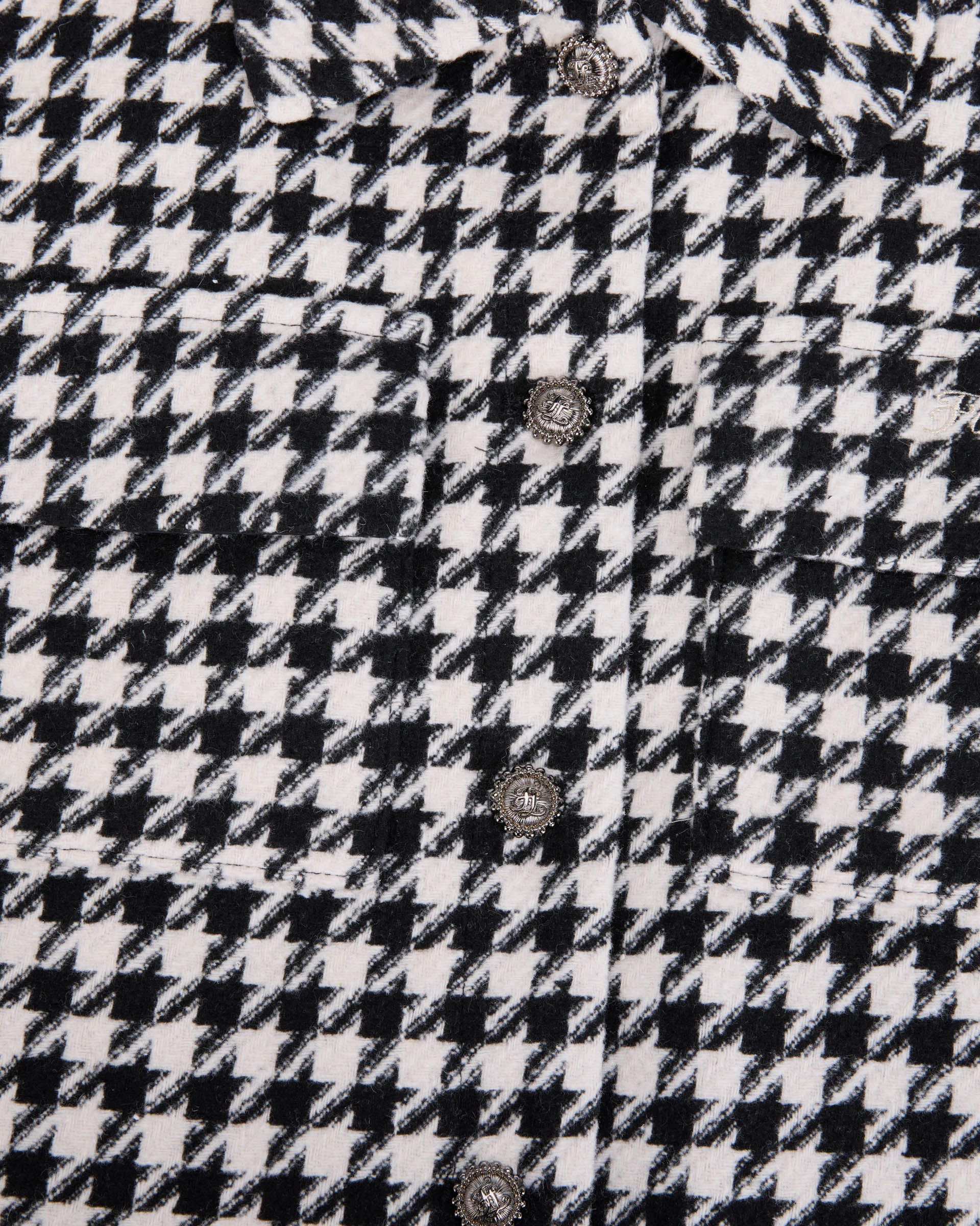 Houndstooth Checkered Quilted Vest - Black FourWayStretchFabric