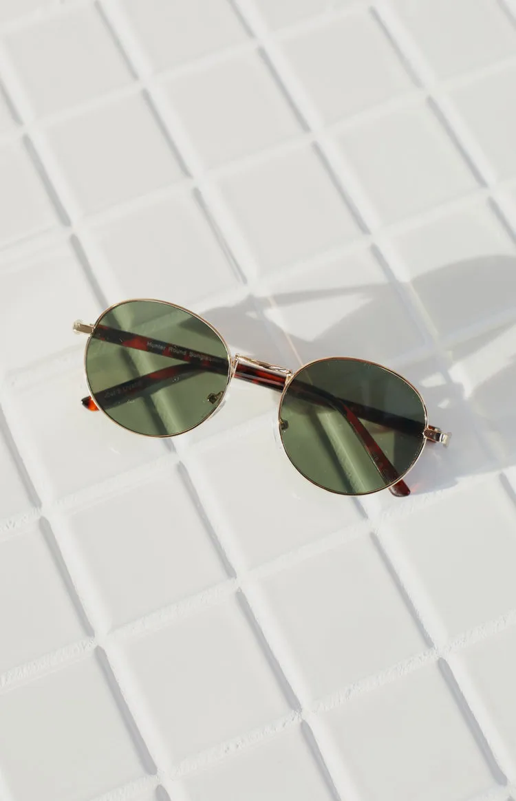 Hunter Round Sunglasses Gold