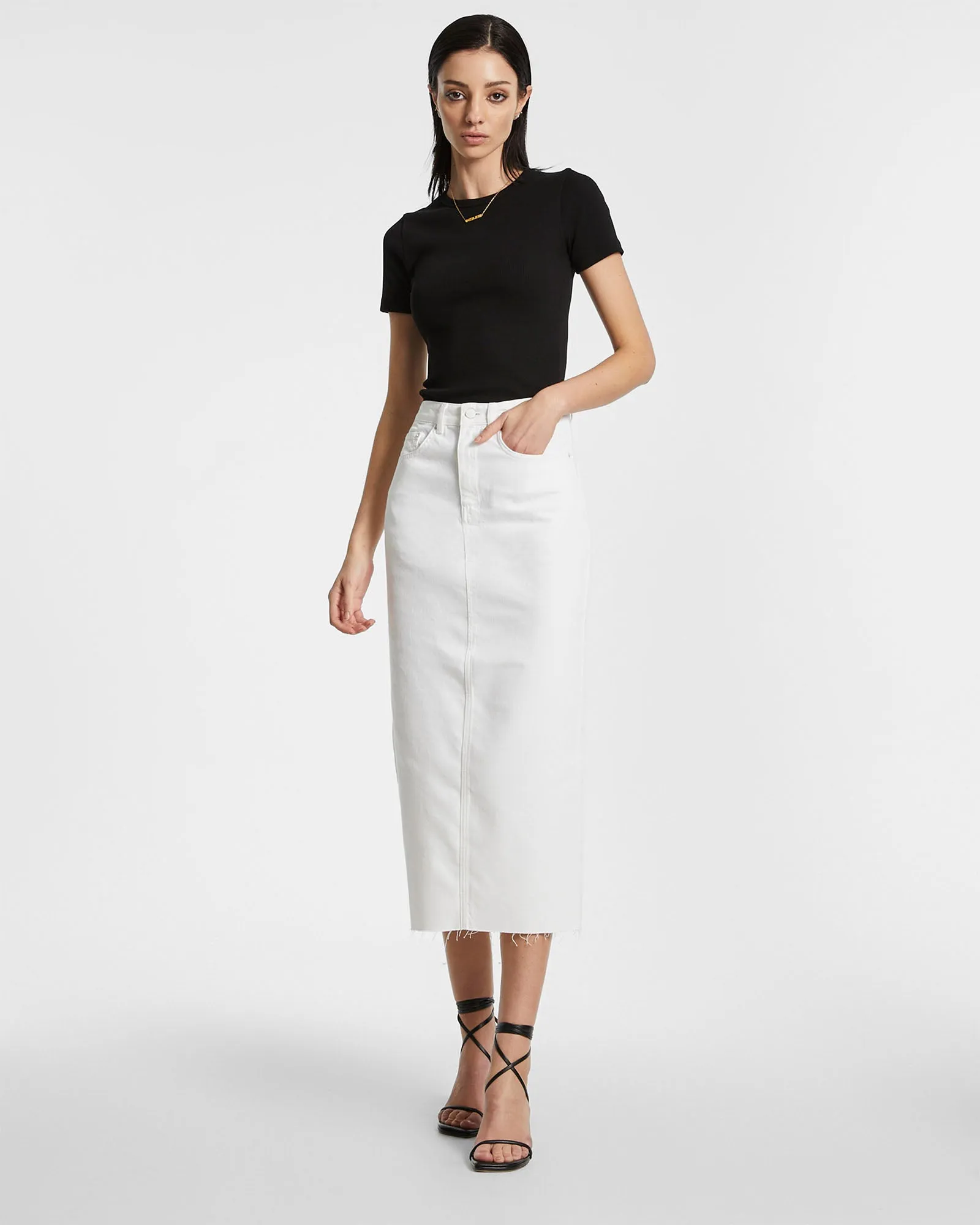 High Quality Holiday Vibes Winter Warmth Fashionable Design GRADUATE MIDI SKIRT BLANC