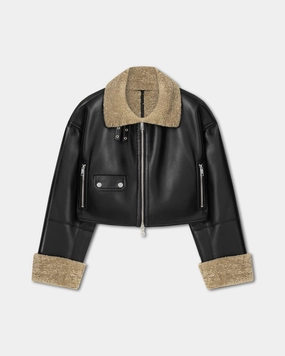lubricant Flexible Outfit Jemma - Bonded Shearling Jacket - Cornstalk/Black