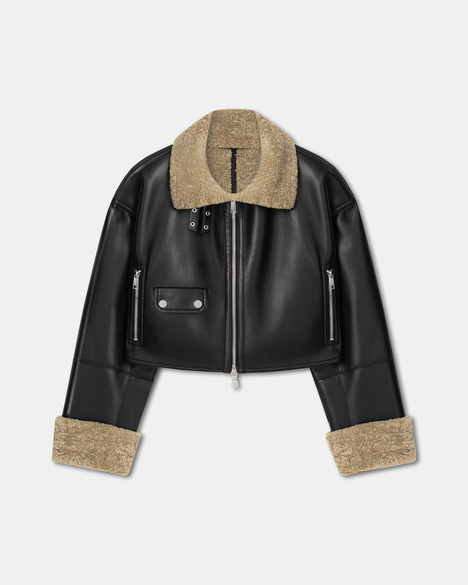 lubricant Flexible Outfit Jemma - Bonded Shearling Jacket - Cornstalk/Black