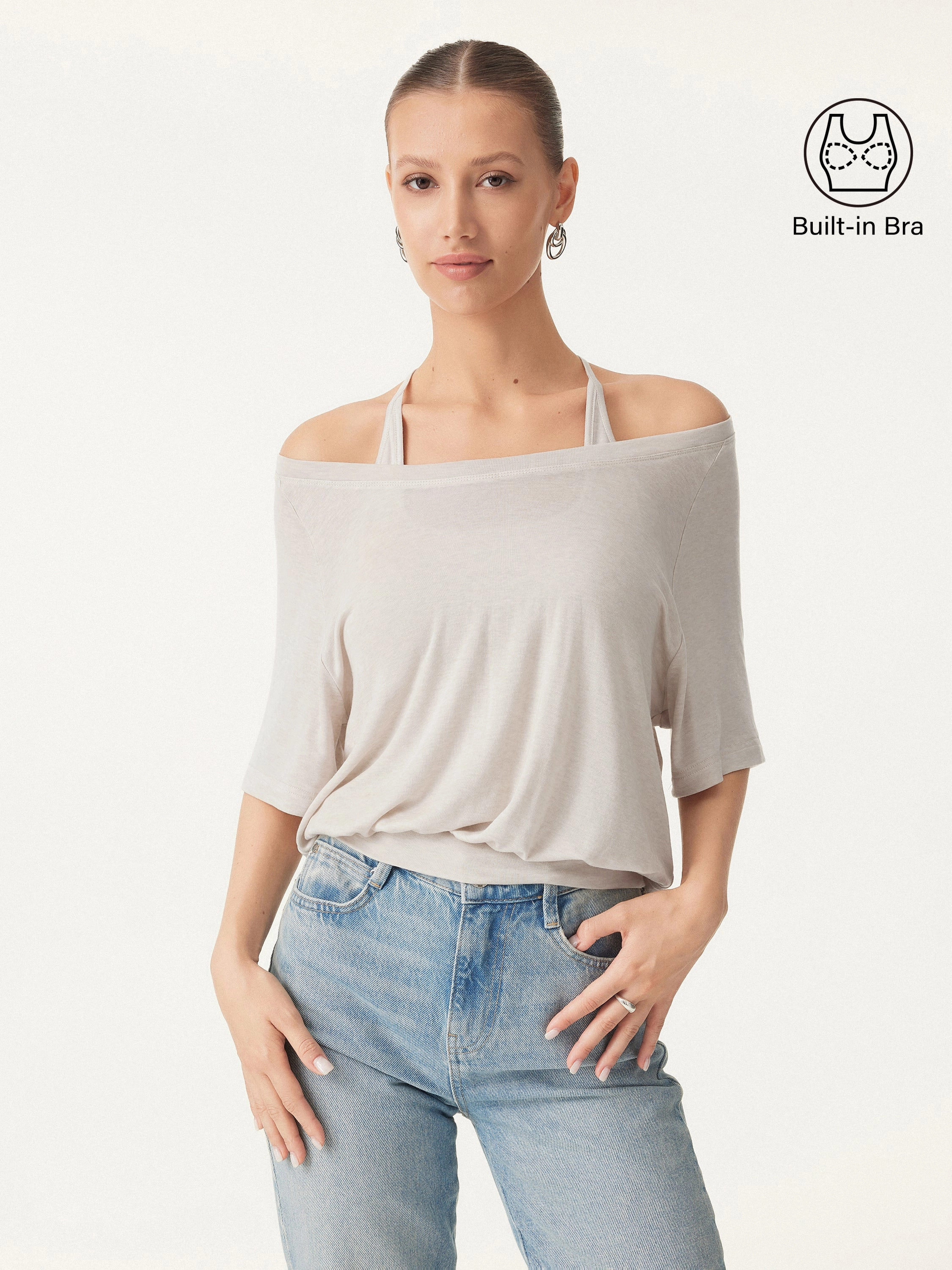 EasyCare Fabric Lyocell Wool Boatneck 2-in-1 Brami Top
