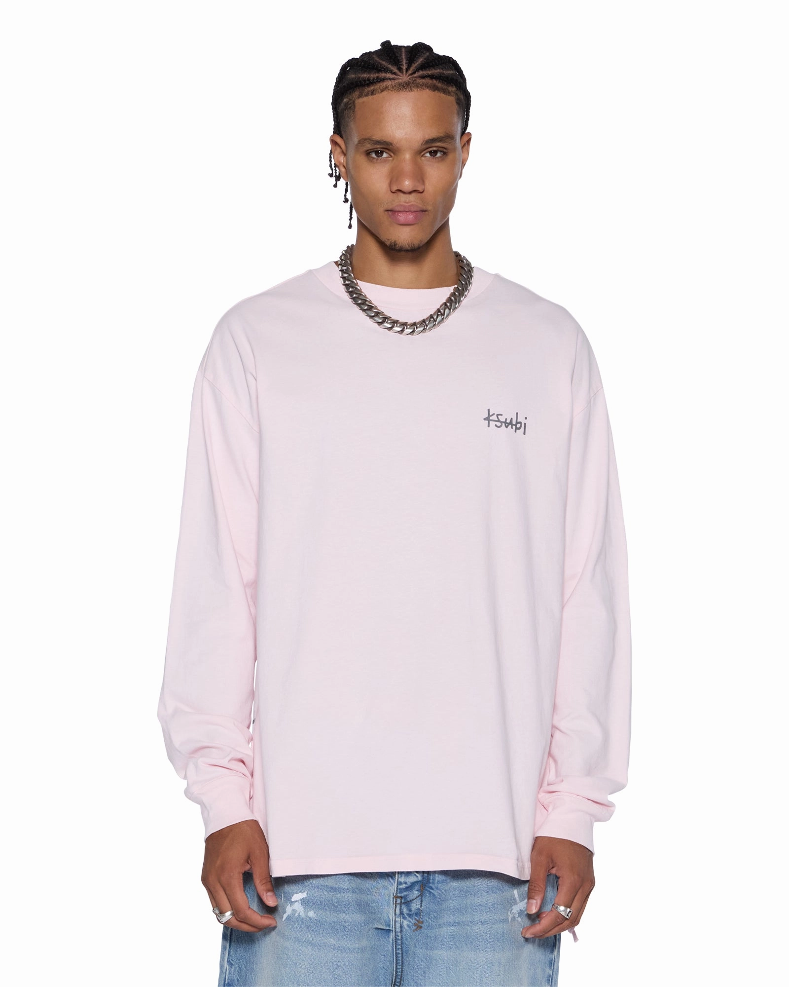 Versatile Wear Flexible Ribbed Cuffs ALLDAY BIGGIE LS TEE ICE QUARTZ