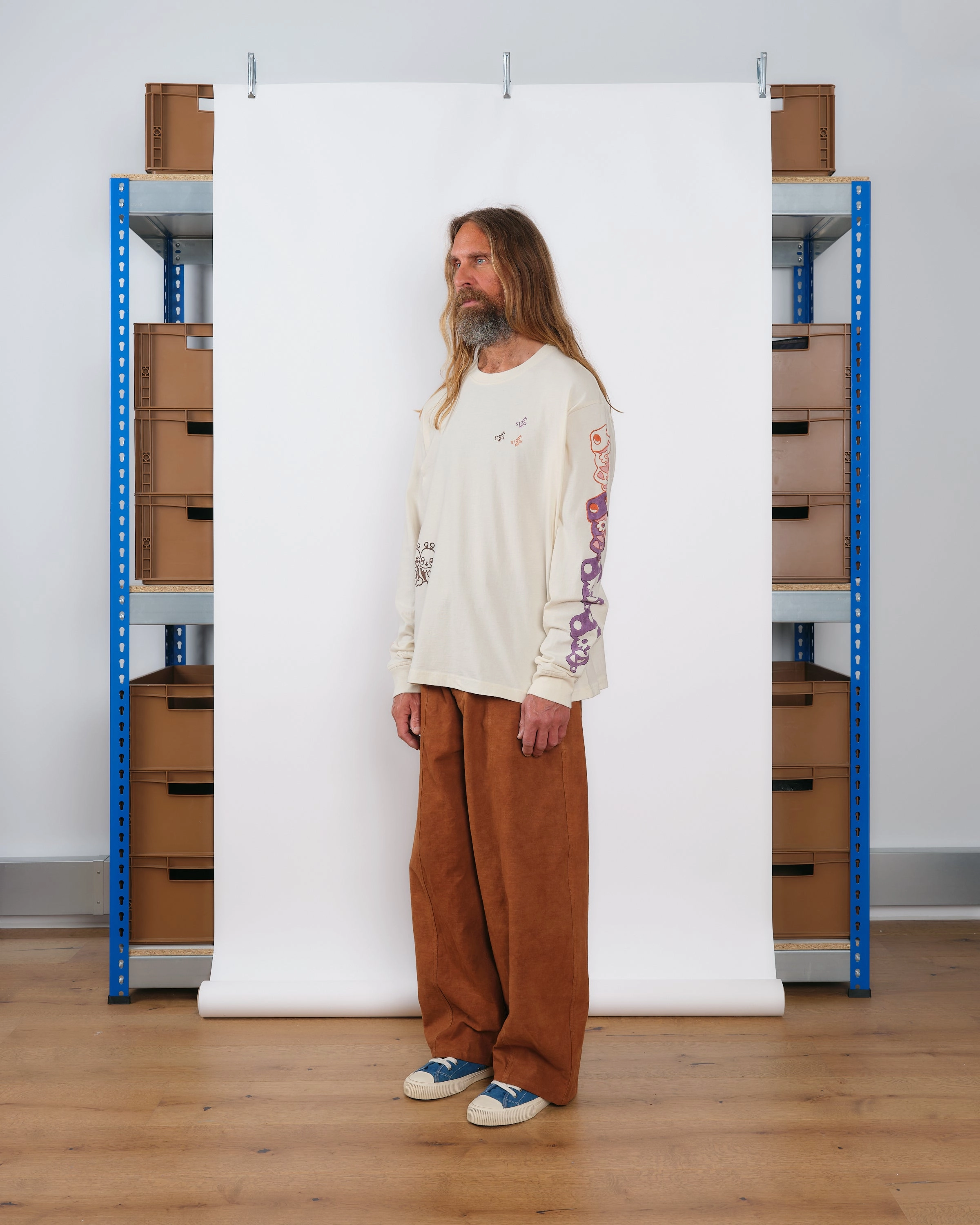 Grateful Tee LS - Ecru Earth Trip Drip Dry Fabric