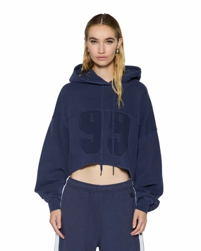 Wrinkle Resistant Finish OH G HOODIE CROPPED INK BLUE