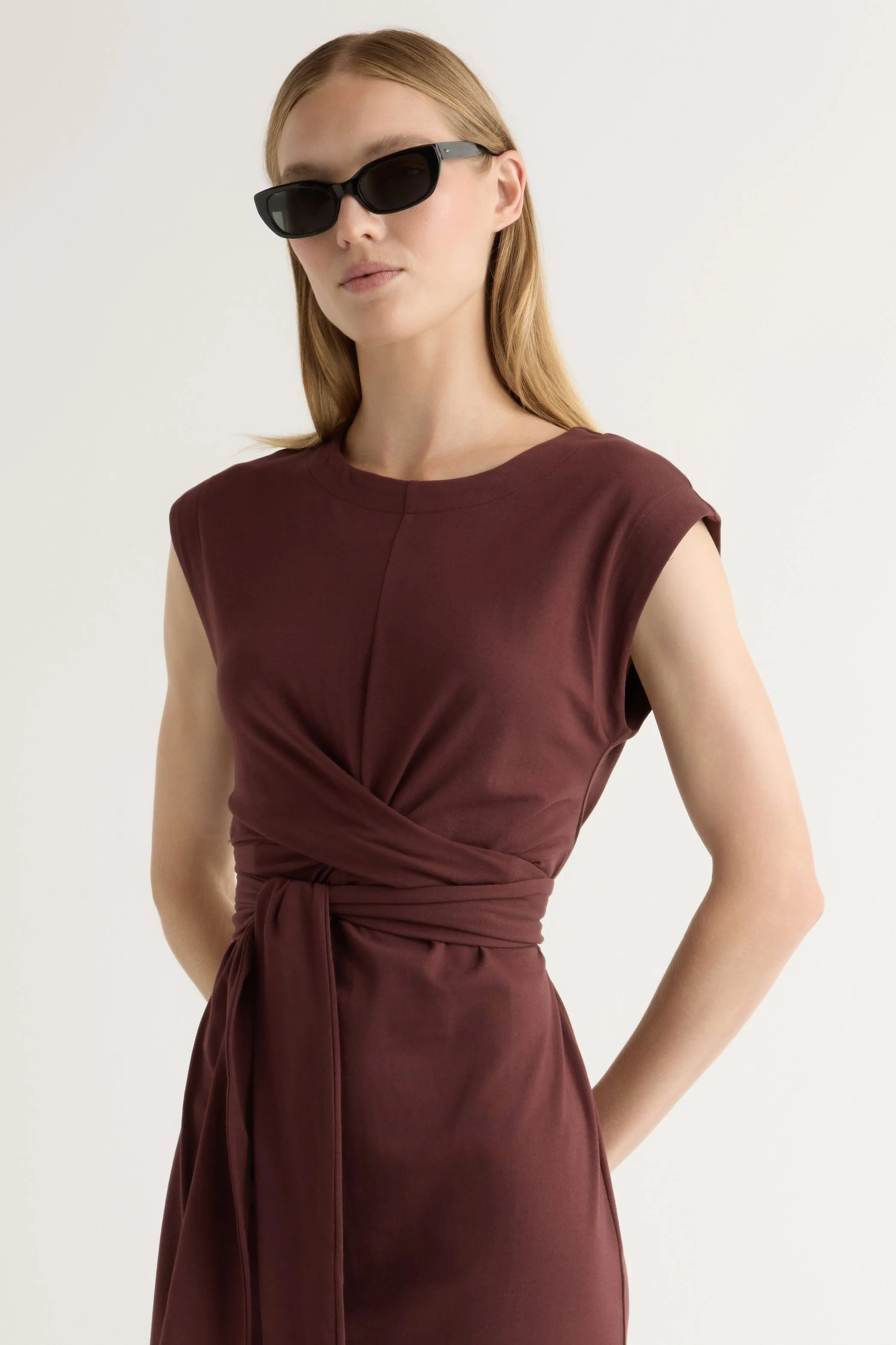 Button-front Wedding Style Fei Tie-Front Organic Cotton Dress