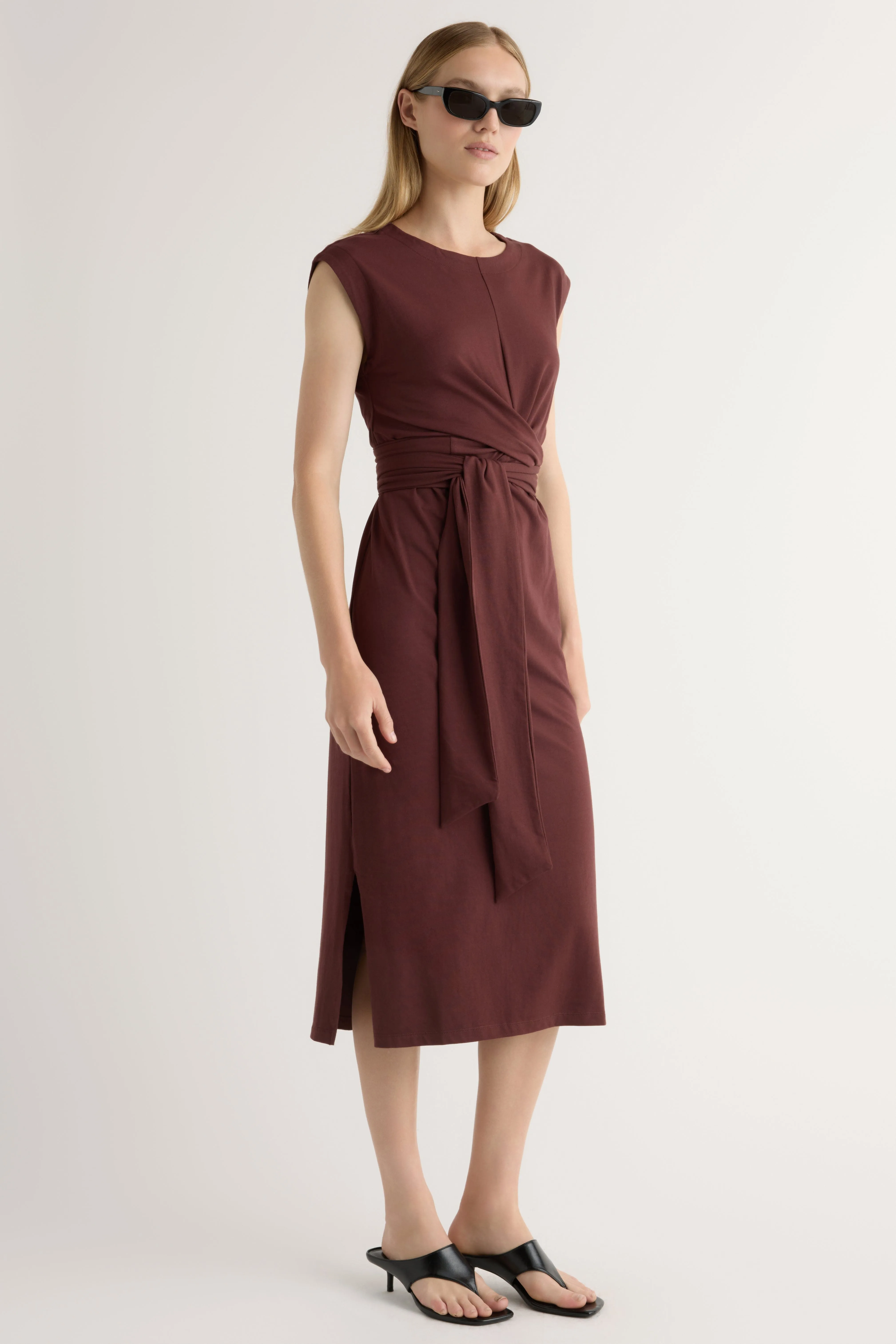 Elastic-Cuff Fresh Form Fei Tie-Front Organic Cotton Dress