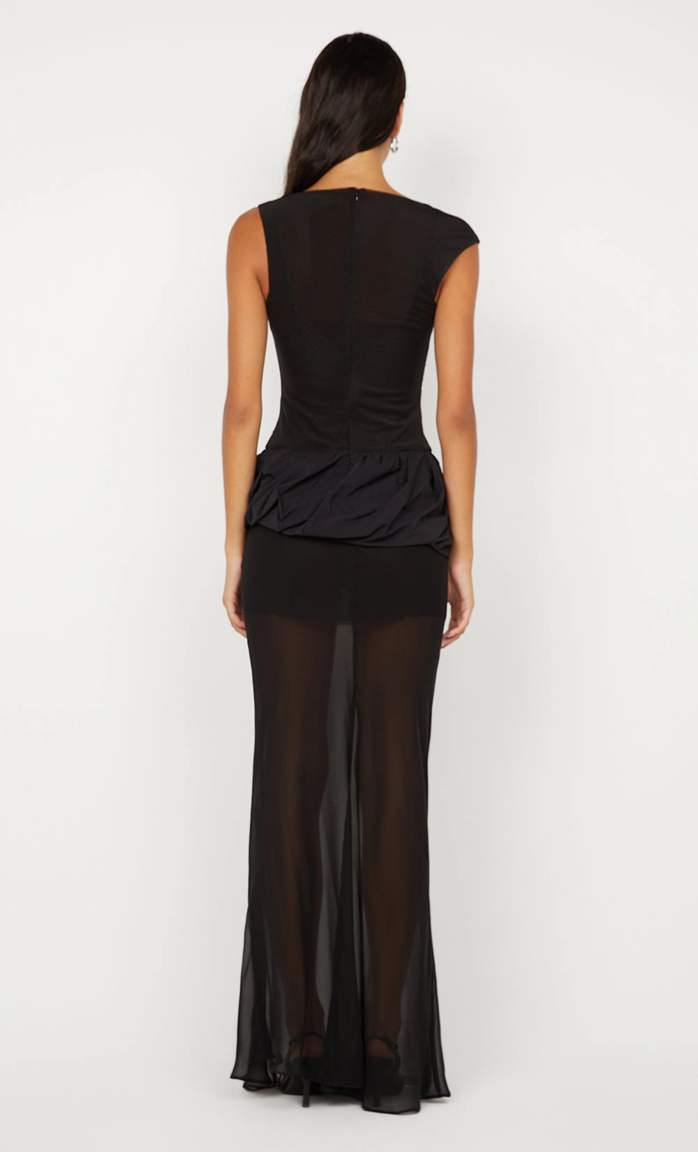 Red-Carpet StretchableKnit IDA BUBBLE MAXI DRESS - BLACK