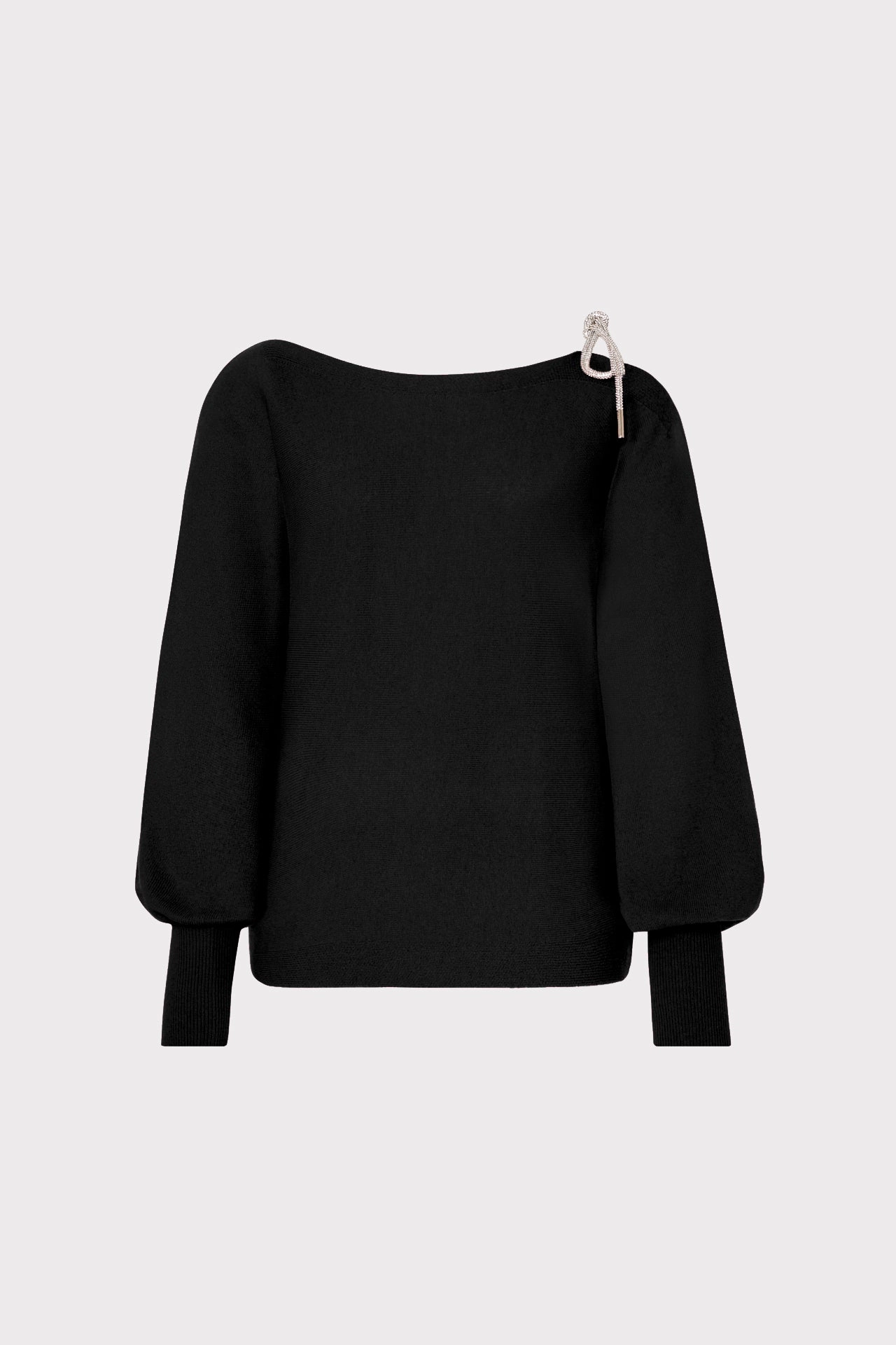 Minimal Fashion Ida Crystal Bow Cold Shoulder Sweater
