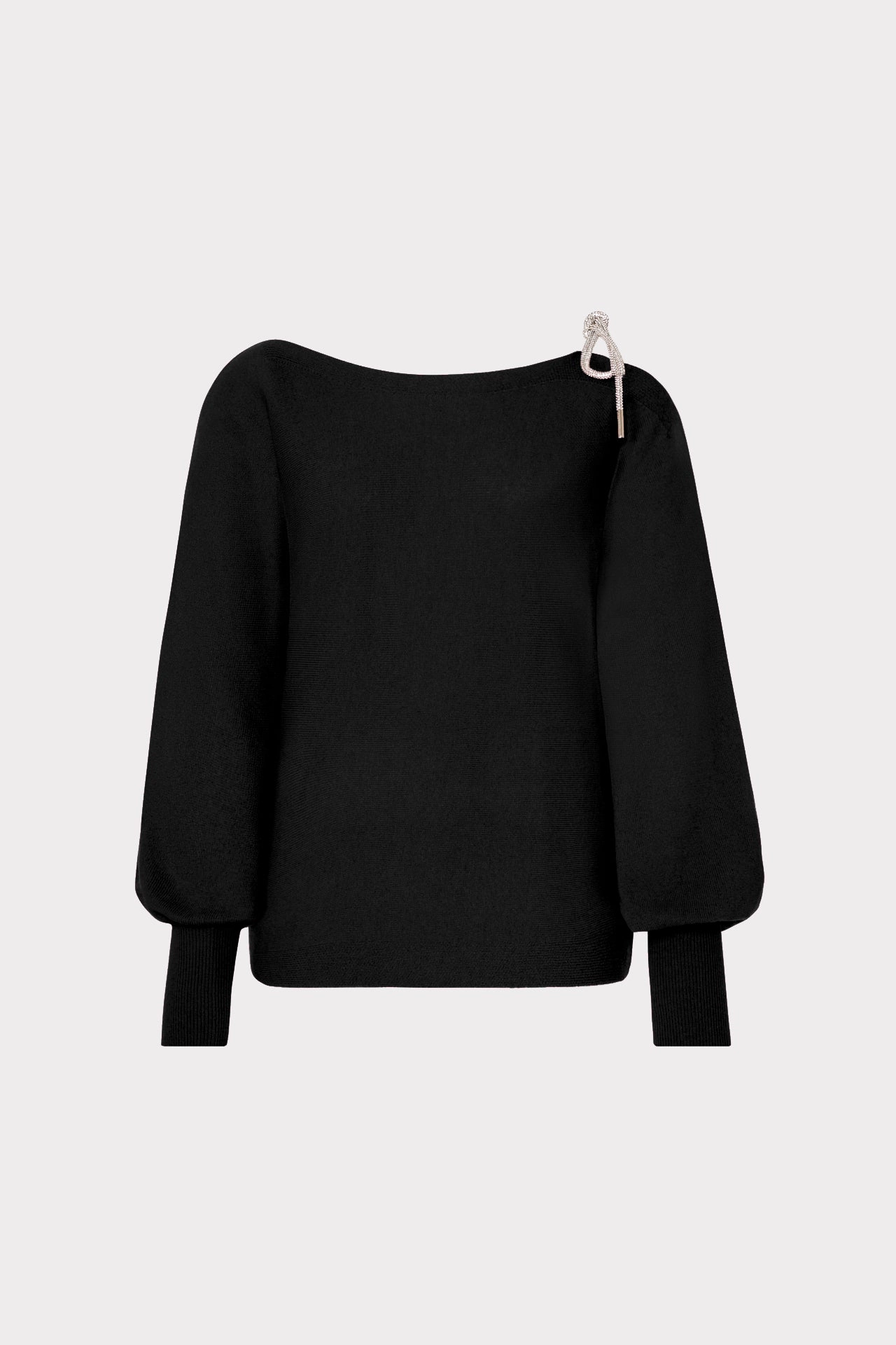 Ida Crystal Bow Cold Shoulder Sweater Classic Appeal